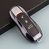 for porsche cayenne macan panamera 911 718 boxster cayman car key fob case cover holder shell accessories black soft
