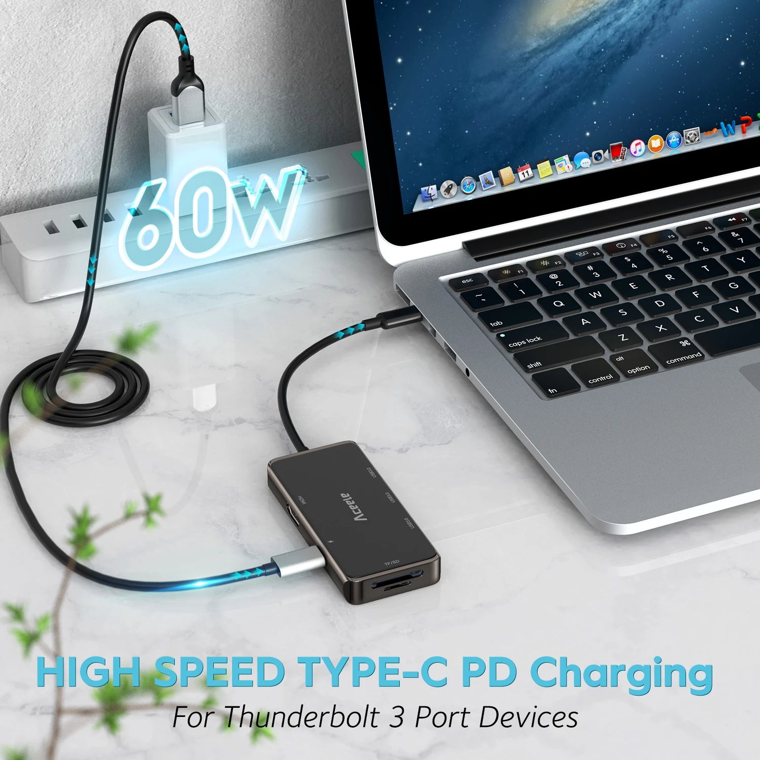 Aceele 7 в 1 нескользящий USB C концентратор 3 0 HDMI питание доставка SD/TF карт ридер порты