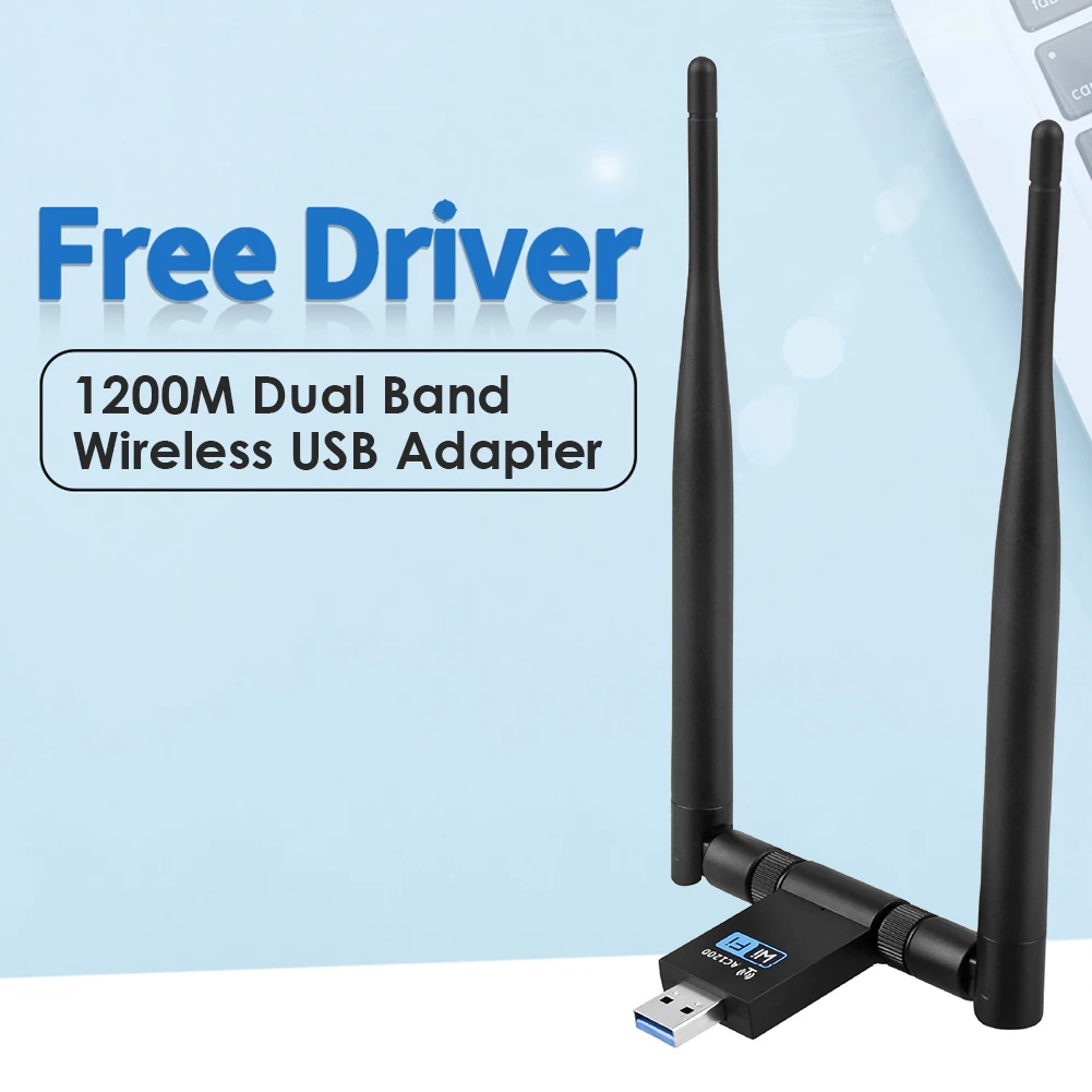 

Dual Band 2.4GHz 5GHz Wireless Network Card USB WiFi Adapter 1200Mbps USB 3.0 Wi-Fi Receiver for Desktop Laptop PC Computer