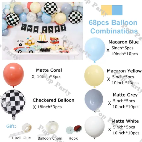 Аксессуары для детского дня рождения, голубой и желтый воздушный шар в клетку