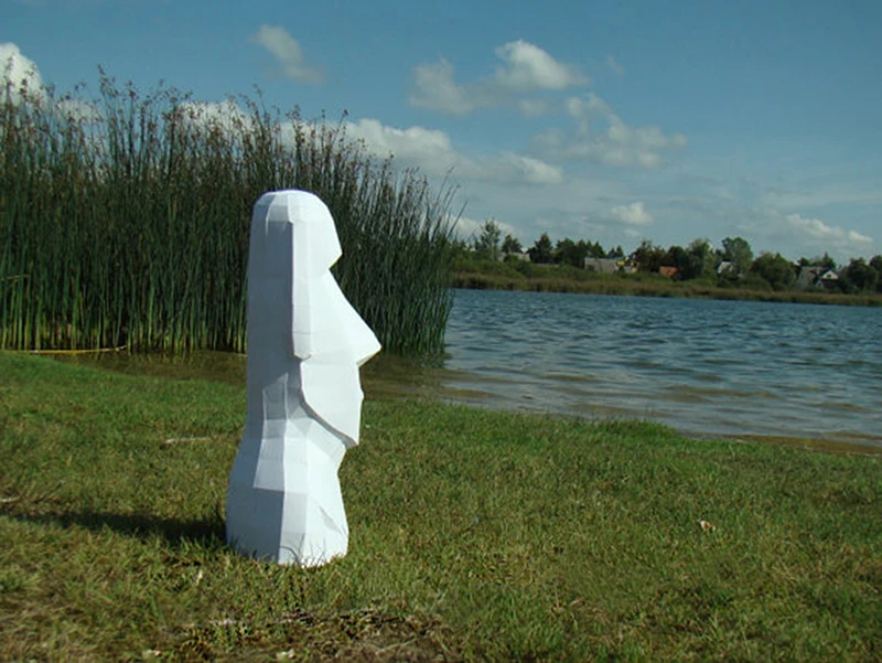 Домашнее украшение сделай сам Пасхальная статуя фигурка бумажная модель пазлы