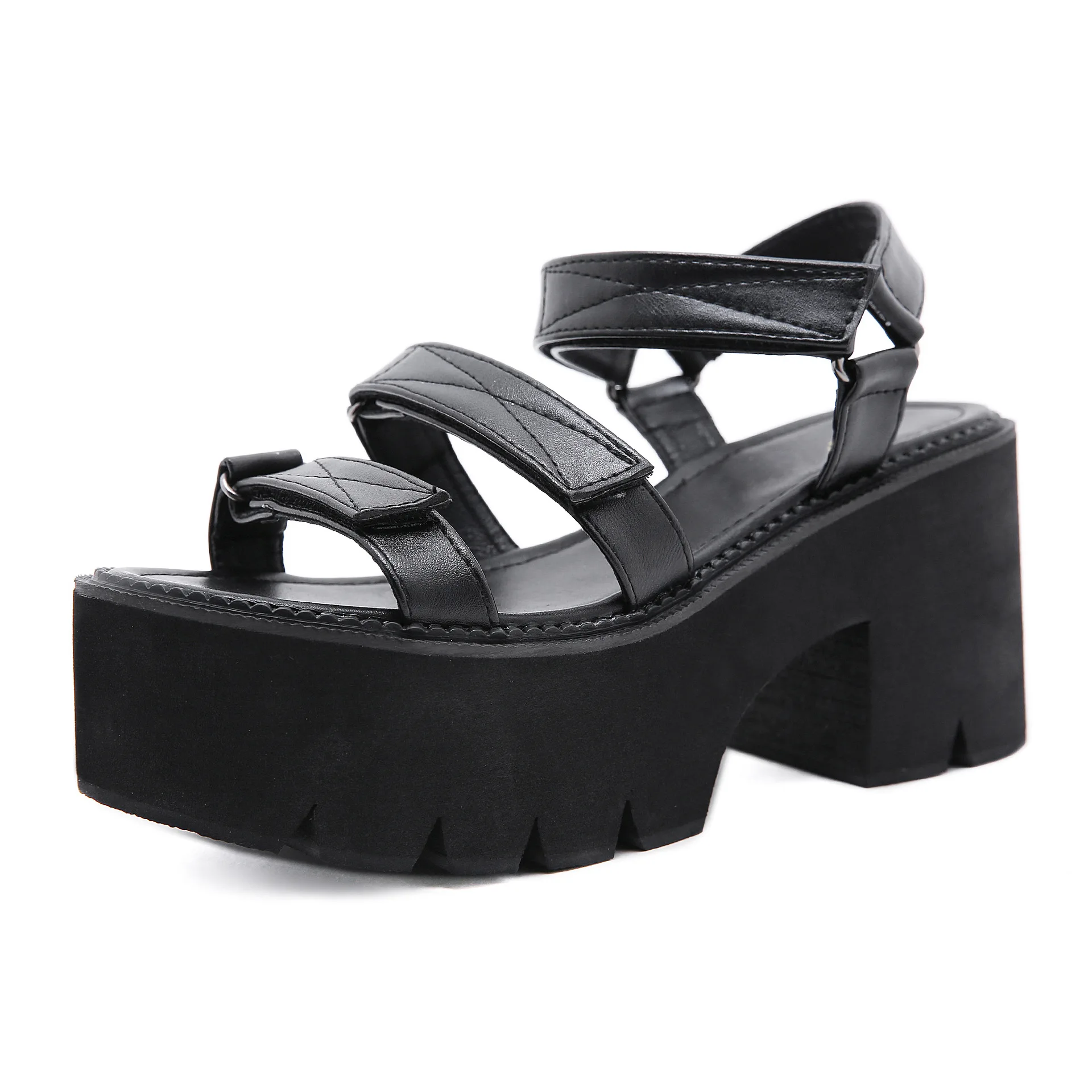 

Summer Leisure High Heel Sandals Women Platform Heels Black Shoes Peep Toe
