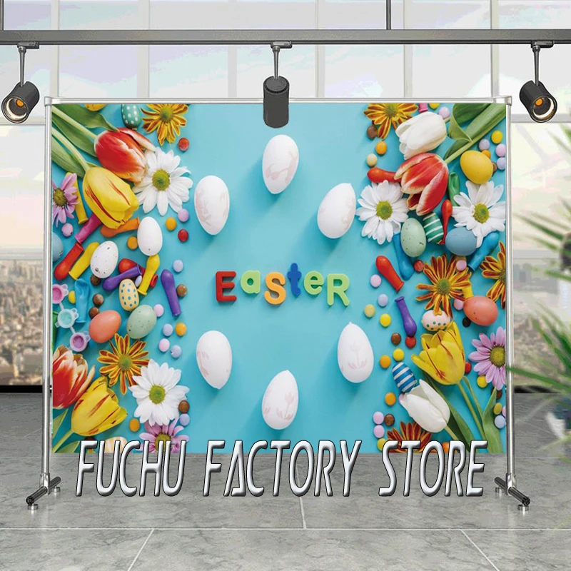 

Spring Flowers Candy Balloons Easter Eggs Photography Backdrop Child Baby Easter Background For Photography Photo Studio Vinyl
