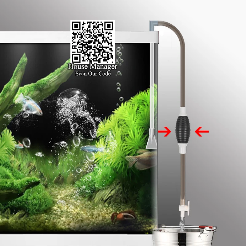 Aquarium Gravel Cleaner Vacuum Handheld Siphon Pump With Filter Nozzle Fish Tank Water Changer Cleaning Accessories | Дом и сад