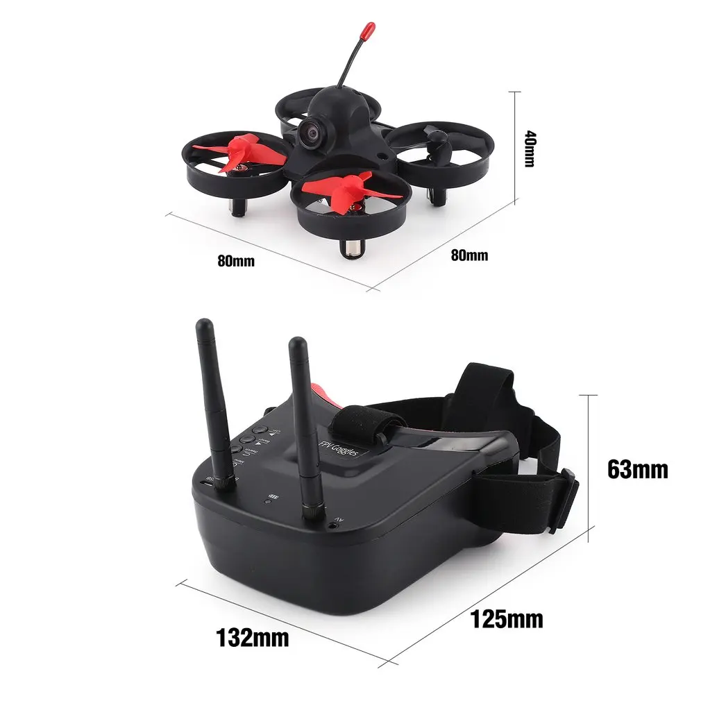 

5.8G 40CH FPV Camera Mini RC Racing Drone Quadcopter Aircraft with 3in Headset Auto-searching Goggles Receiver Monitor