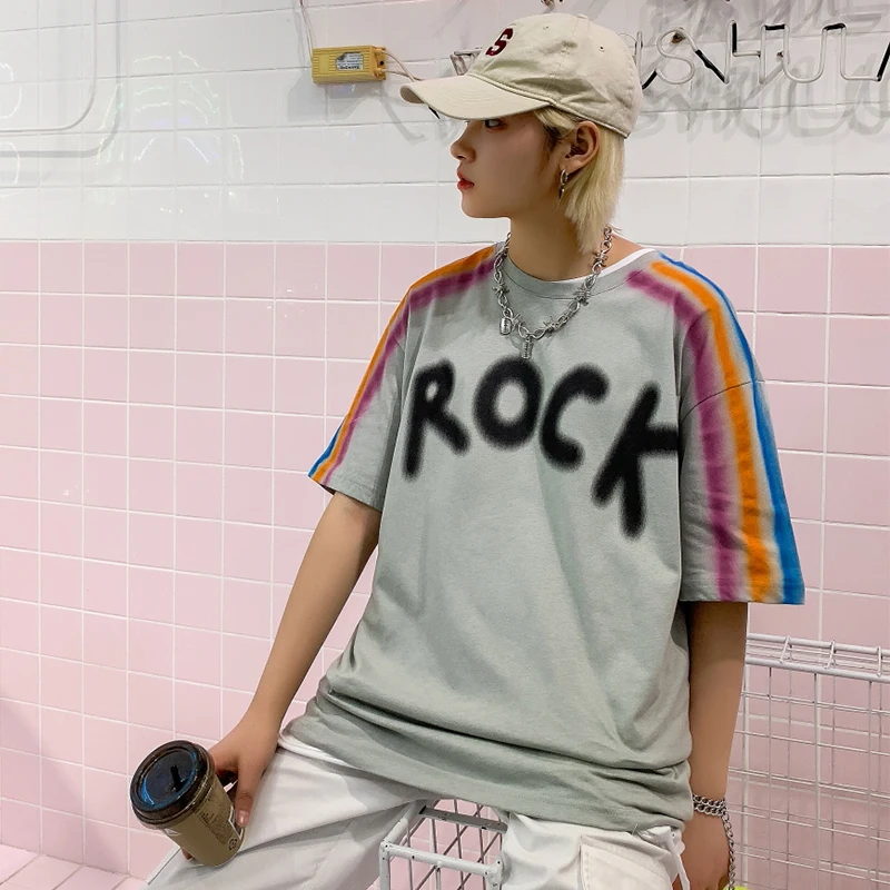 Футболка Hipster с радужными полосками на рукавах 2020 летняя повседневная женская