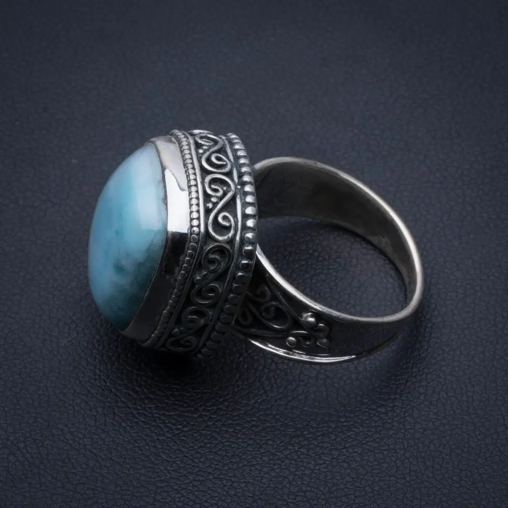 Винтажное серебряное кольцо из натурального Карибского моря размер США 8 25