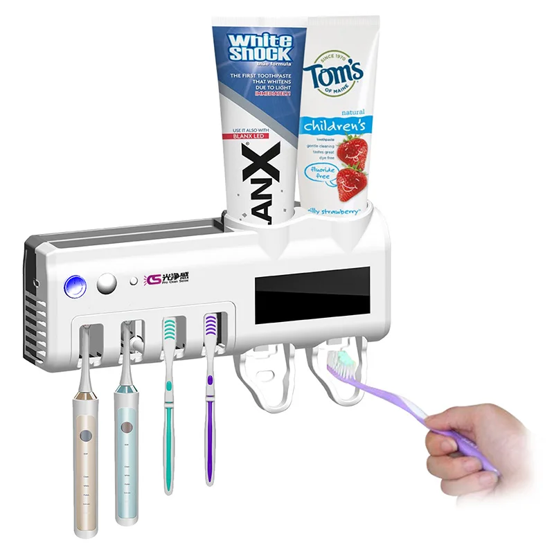 Doublue Toothpaste Окмосс UVC светодиодный Ультрафиолетовый Стерилизатор зубных щеток Автоматический Диспенсер для зубной пасты с инфракрасной индукционной солнечной зарядкой - Цвет: Doublue Toothpaste