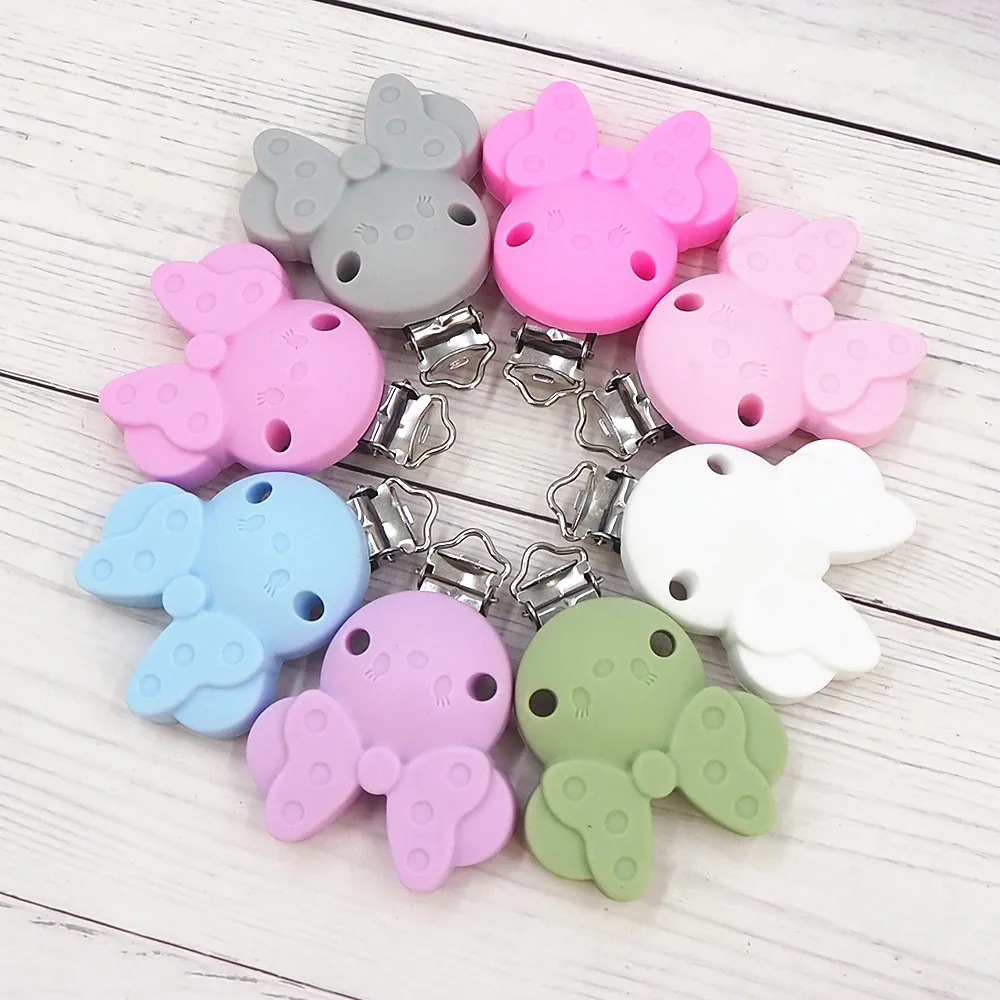 Chenkai 50PCS Silicone Clip Animal Shape DIY Baby Pacifier Dummy Teether Soother Nursing Jewelry Toy Accessory Holder Teething