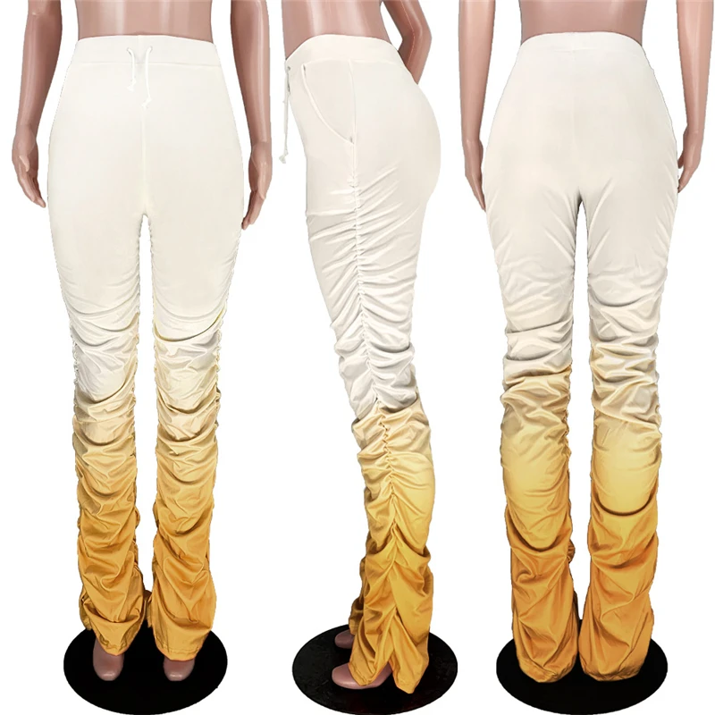 

Stacked Sweatpants Women Fashion Gradient Joggers Streetwear High Waist Ruched Pants 2020 Club Stacked Leggings Female