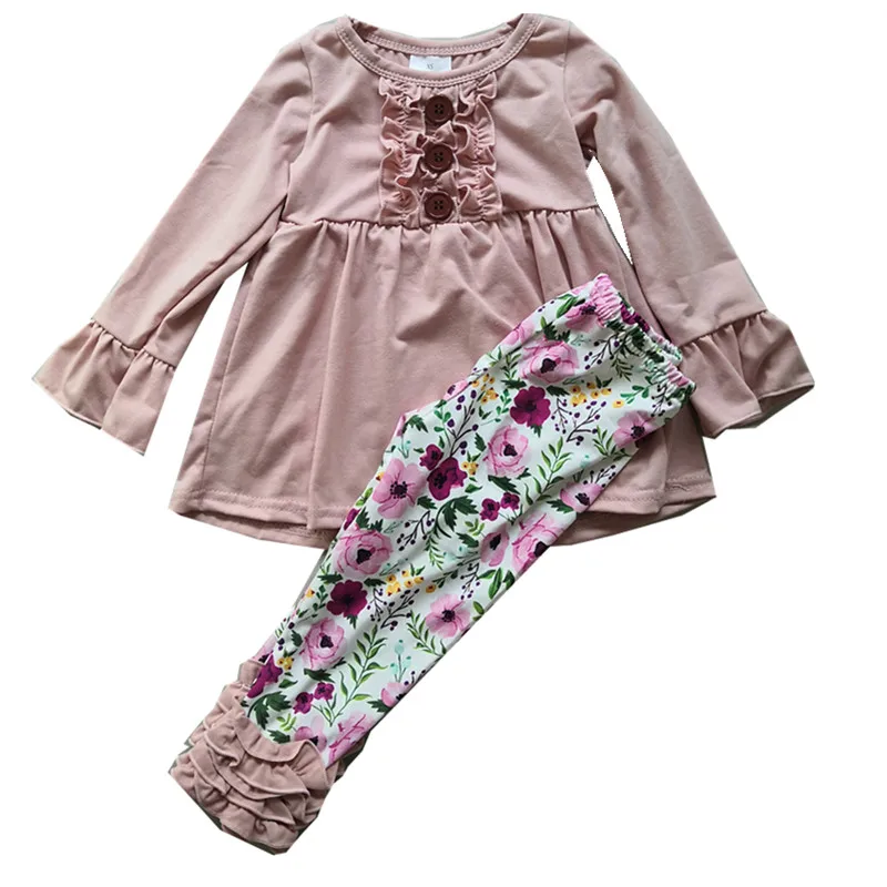 Детский кружевной комплект для девочек Розовый Топ с длинным рукавом и изящный