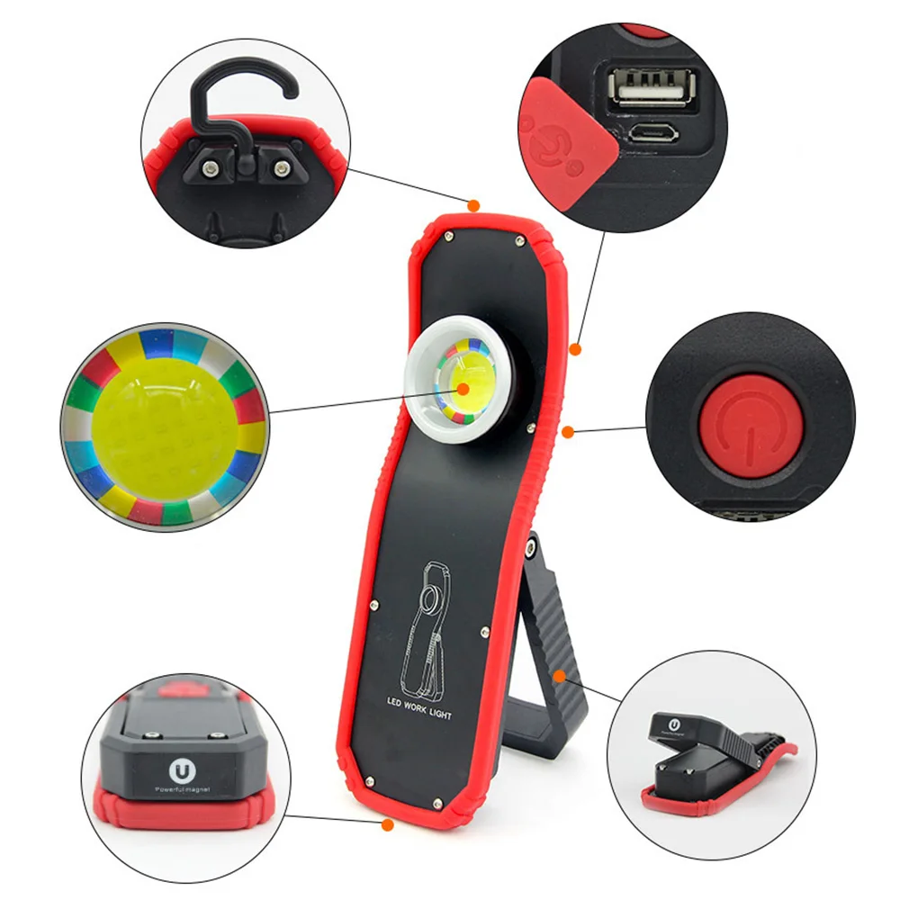 Портативный светодиодный фонарик для поиска USB Перезаряжаемый рабочий Магнитный
