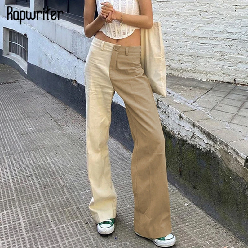 

Брюки-карго Rapwriter женские джинсовые с высокой талией, повседневные Прямые Штаны в стиле пэчворк, из денима контрастных цветов, уличная одежд...