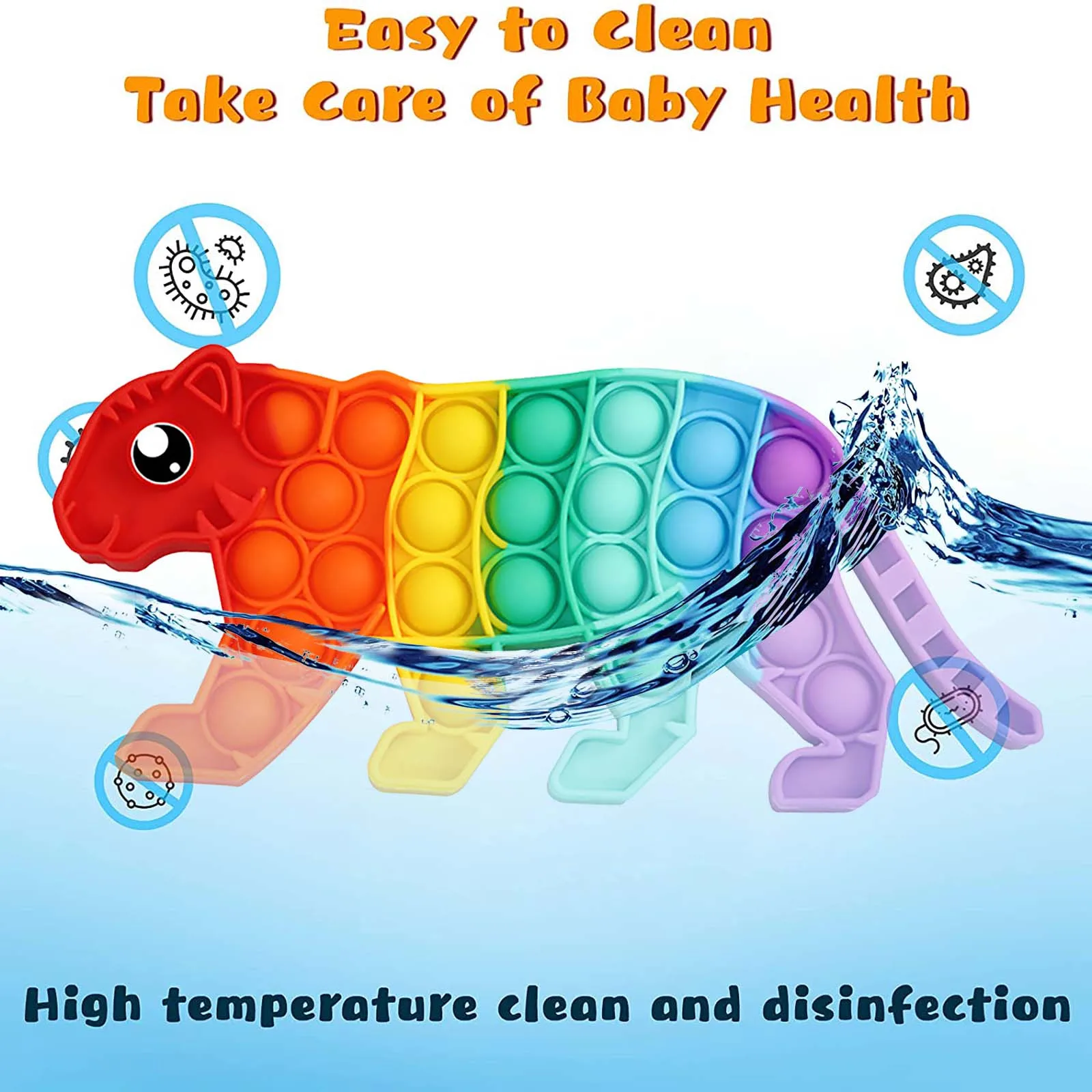 Пузырьковая игрушка-антистресс радужная форма леопарда игрушки-антистресс