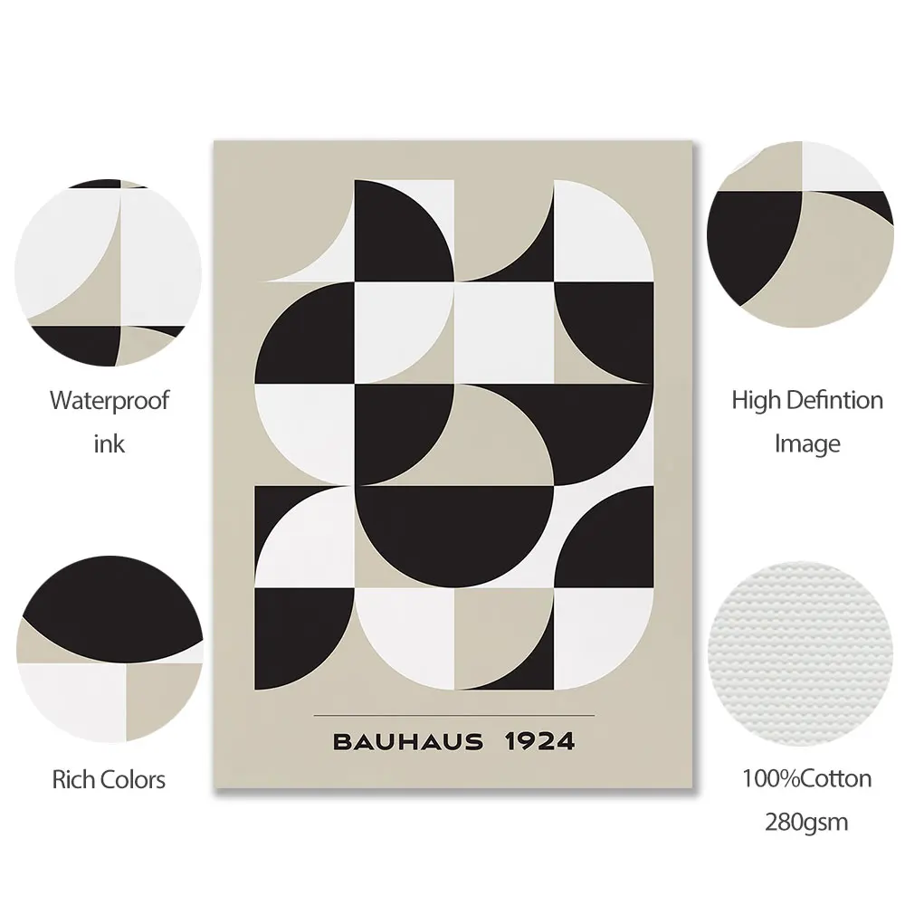 Bauhaus черно-белый постер Геометрическая Картина на холсте абстрактная картина