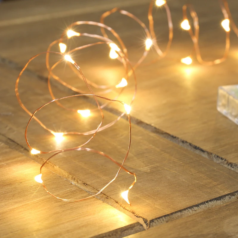 2 м 5 медная серебряная проволока СВЕТОДИОДНЫЕ гирлянды водонепроницаемые