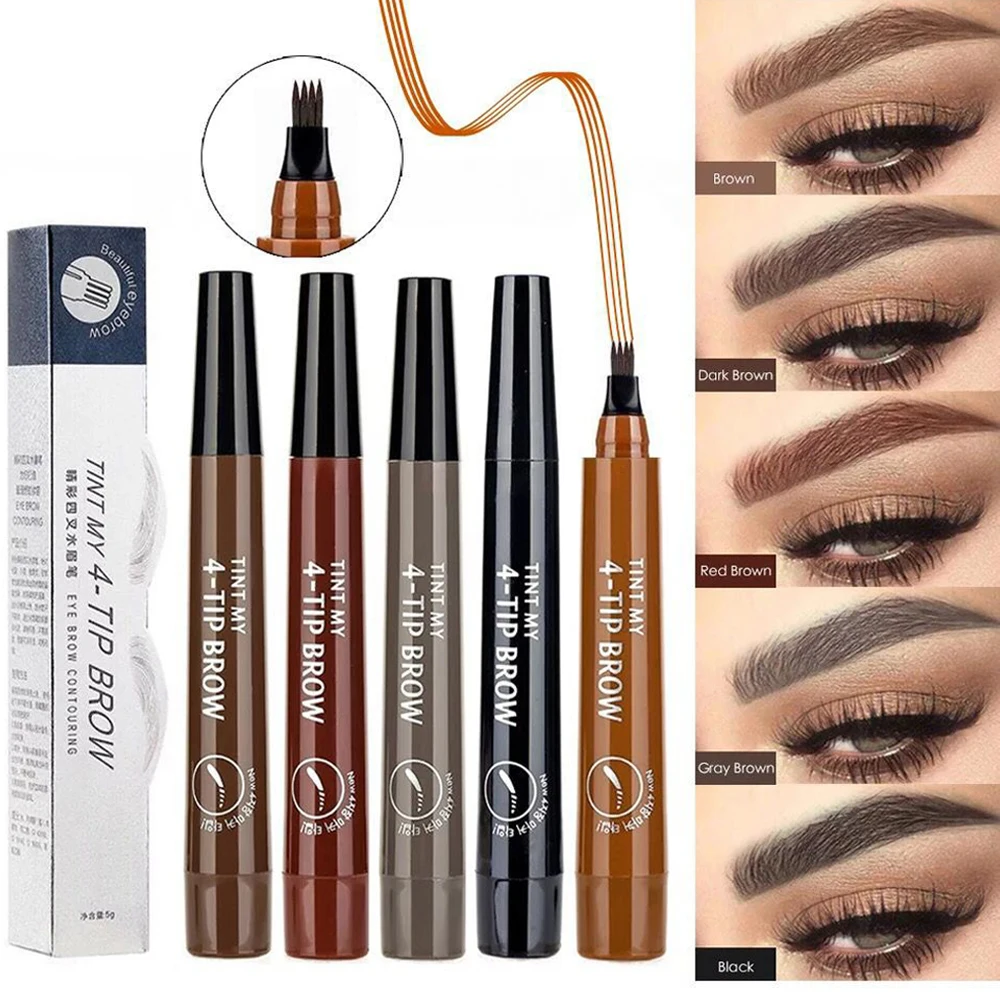 

5 Colors Eyebrow Pen Waterproof Four-pointed Easy Apply Makeup Pen Bushy Eyebrow Natural Color Summer Portable Eyes Cosmetic