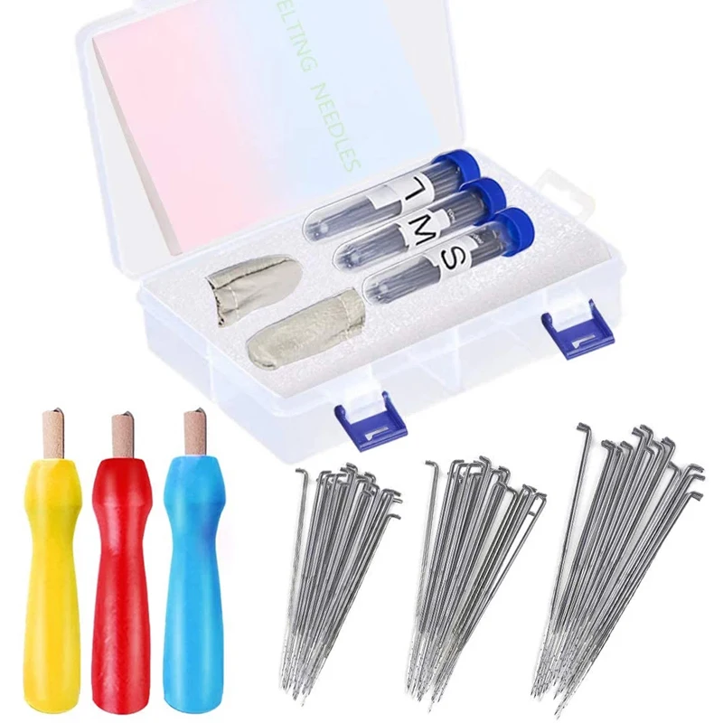 

LMDZ 66 Pcs Felt Needle Tool, Felting Starter Kit with 3 Sizes Felting Needles(36 Gauge, 38 Gauge, 40 Gauge),Color Wooden Handle