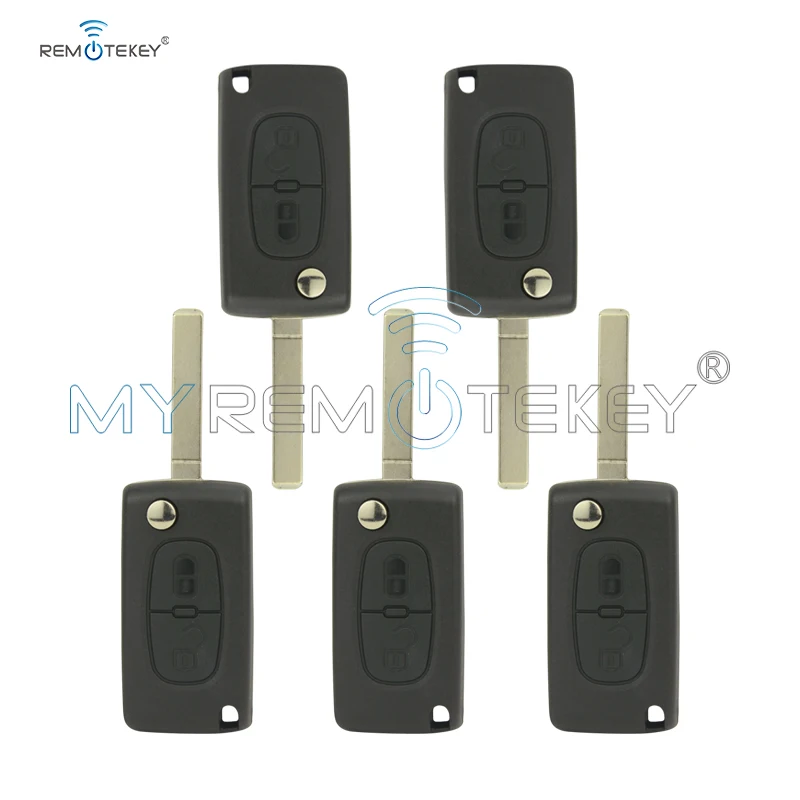 

Remtekey 5pcs CE0536 207 307 308 car Flip remote key for Peugeot 2 Button 434mhz VA2 key blade