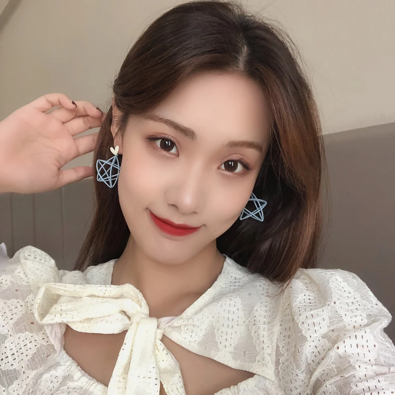 Модные ювелирные изделия S925 большие синие серьги капли в форме звезды новый