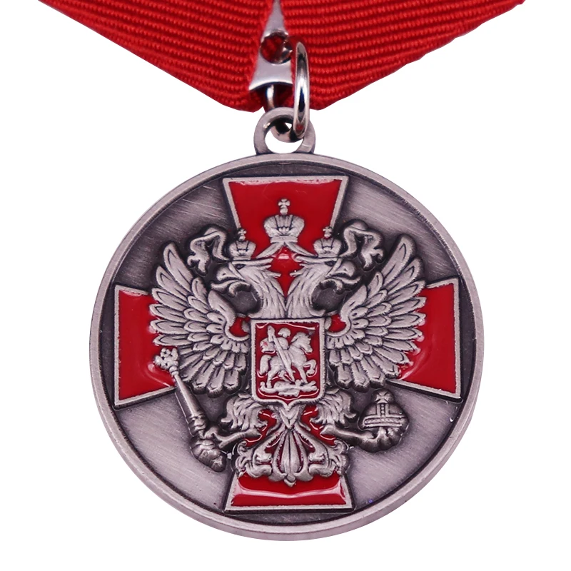 Russian State Lapel Pin Double-Headed Eagle Medal With Ribbon | Brooches