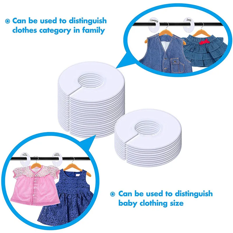20PCS DIY Clothing Size Dividers Round Hangers Closet for Home or Clothes Stores White Blank Garment Tags |
