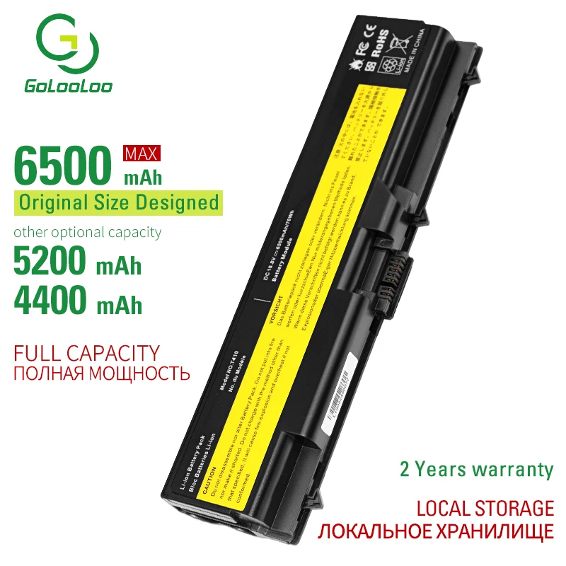 Golooloo 6500 мАч 6 ячеек Новый аккумулятор для ноутбука Lenovo ThinkPad L510 L512 L520 L530 SL410 SL510 T410