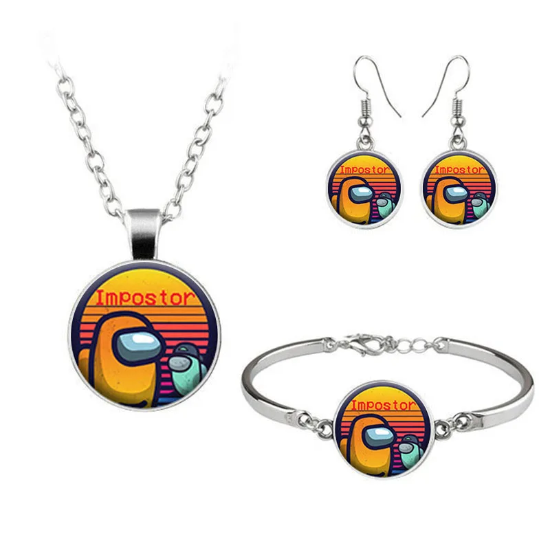 

202Hold up tomorrow sun jewelry set metal ear clip Necklace Bracelet glass dome girl family birthday gift manufacturer wholesale