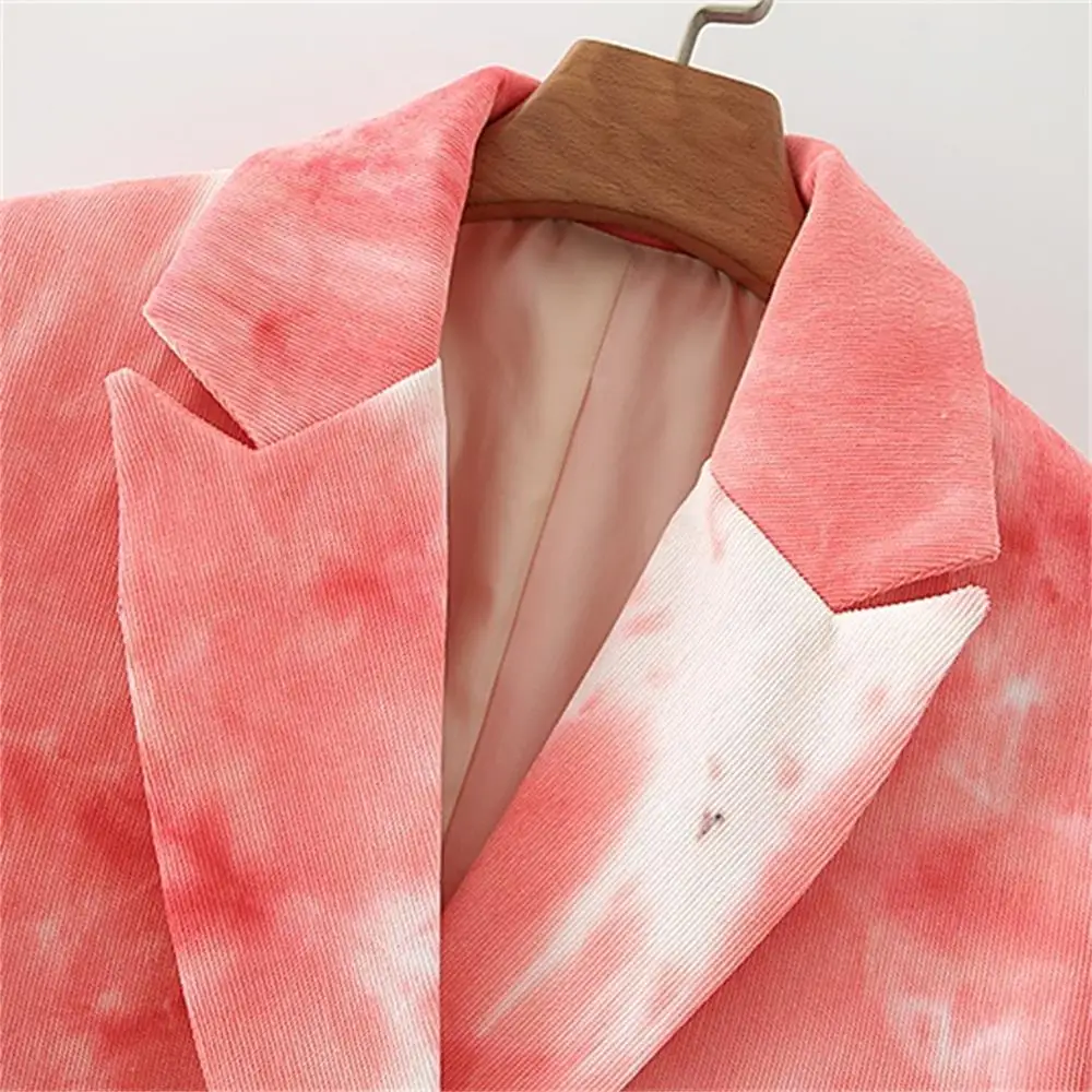 

2020 early autumn new retro fashionable tie-dye suit jacket large version abstract pattern printing dyed suit