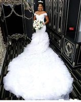off the shoulder beautiful mermaid wedding dresses 2019 african lace bodice long train bridal gowns custom made
