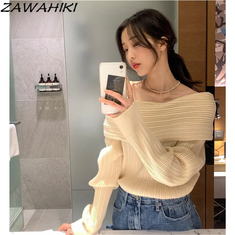 

Женские блузки zawhiki с воротником-лодочкой и длинным рукавом, осенняя Женская одежда, новинка 2021, шикарные топы, однотонные модные рубашки, эл...