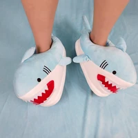 big shark creative slippers men indoor cotton shoes for male animal cartoon furry slides mules shoes mens winter warm slipper