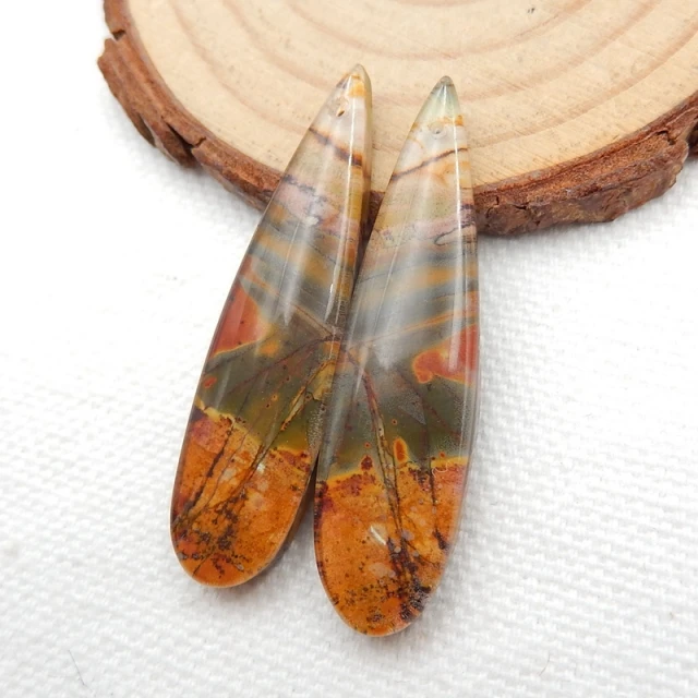

Hot sale Multi-Color Picasso jasper and White Quartz Intarsia Gemstone Earring Bead, 40x10x5mm, 7.3g