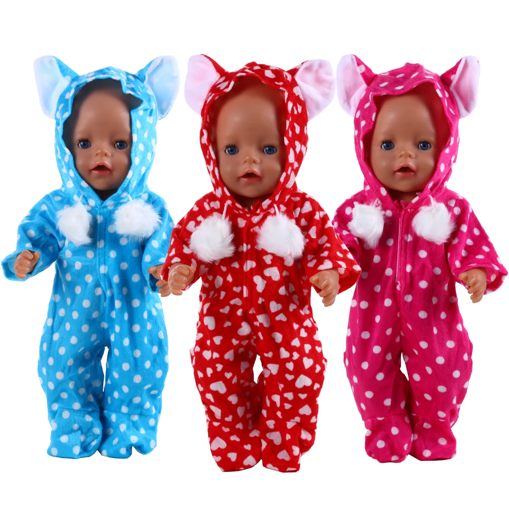 

2020 New Baby New Born Fit 18 inch Doll Clothes Accessories Red Blue Plush Unicorn Clothes For Baby Birthday Gift