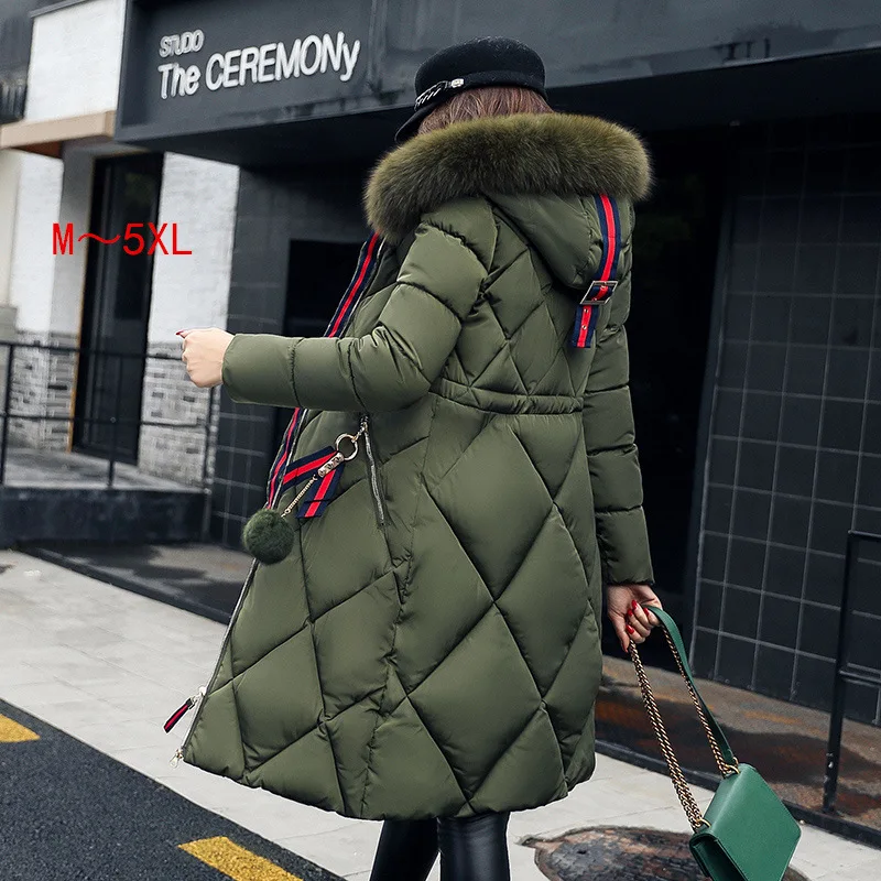 

Wholesale Europe and the United States Korean cotton women's long section big fur collar women cotton women's thick down cotton