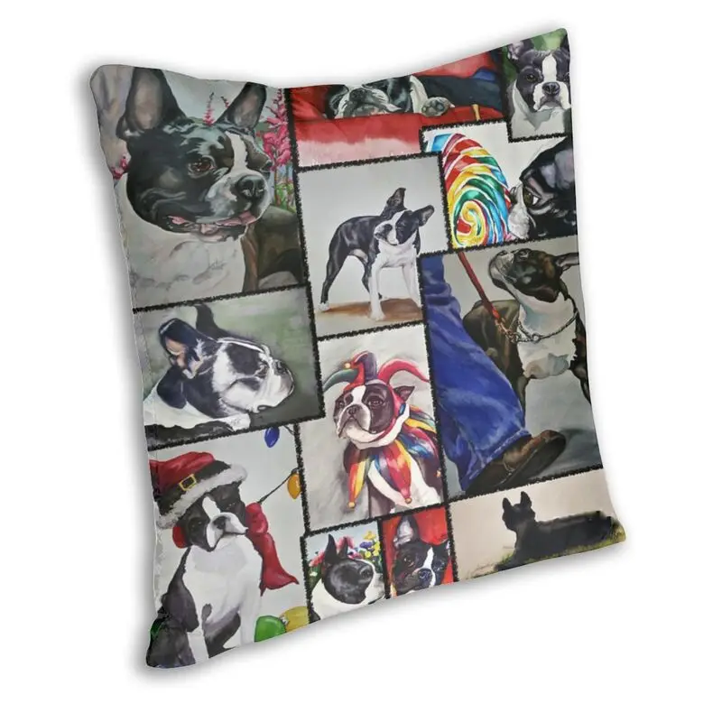 Чехол Boston Terrier с акварельным коллажем и подушкой 55x55 см | Дом сад