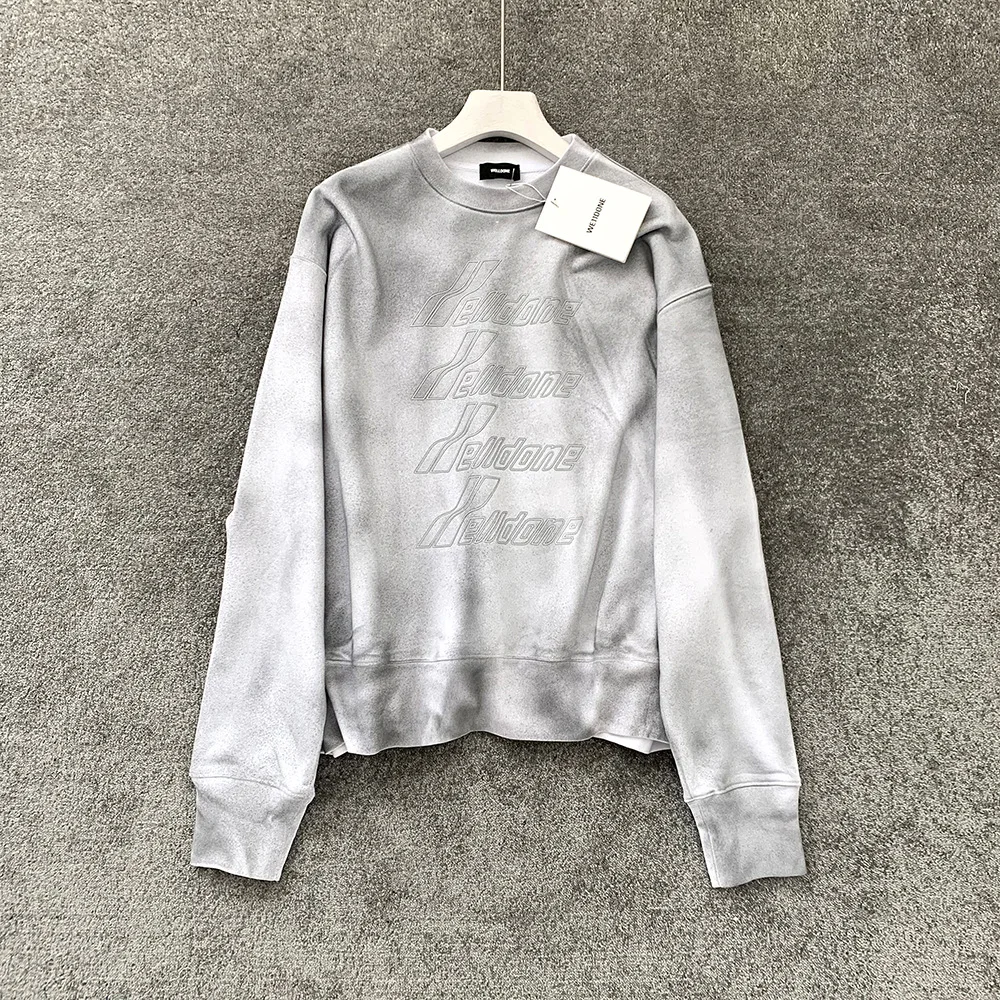 

We11done 21ss светоотражающий пуловер с принтом логотипа 1:1 Высококачественная Толстовка Оверсайз женская одежда мужские толстовки Женская толс...