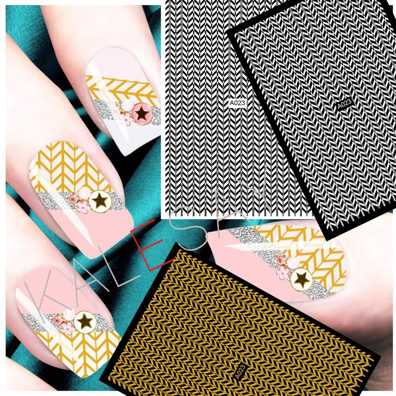

Nail Art Decoration Stickers White Black Gold Nail Sticker Back Glue DIY Sticker Salon for Nail Art Design Accessories Decals