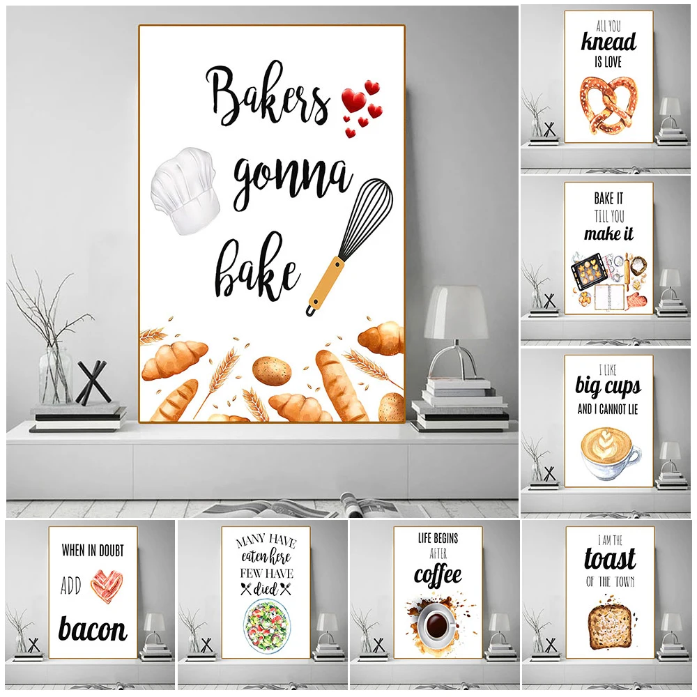 

Baking Food Hotel Catering Art Poster And Prints Decoration Home Wall Art Bacon,Coffee,Bread Art Print For Restaurant Decor