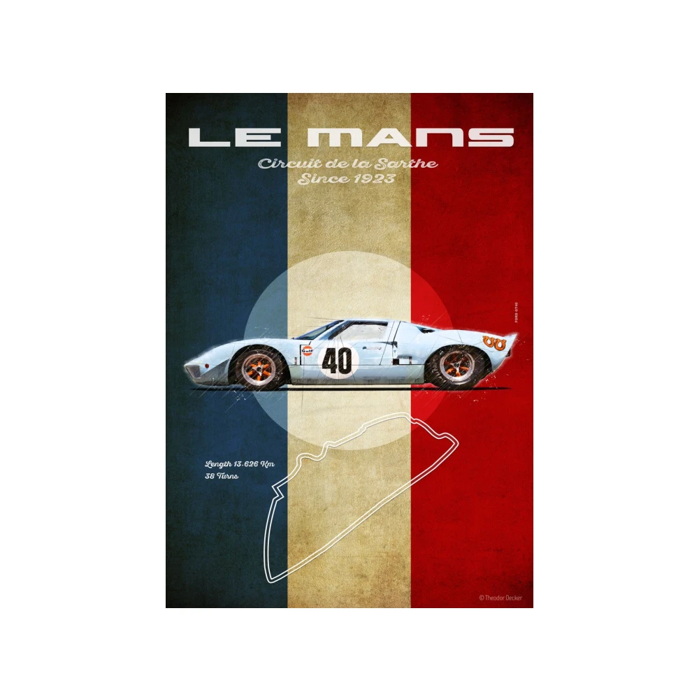 Ле Ман GT40 синий классический клевые автомобильные подушки спортивный автомобиль