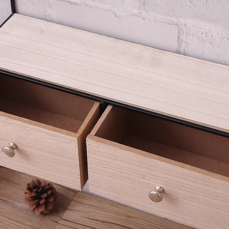 Креативный DIY треугольный ящик для дома шкаф хранения железная твердая древесина