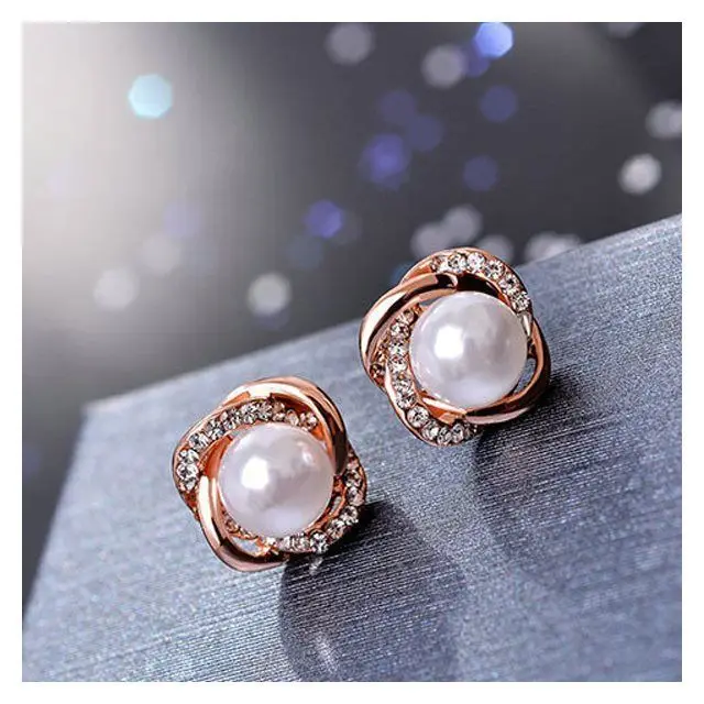 

Роскошные женские маленькие серьги с белым жемчугом, очаровательные серьги-гвоздики из розового золота для женщин, милые свадебные серьги ...