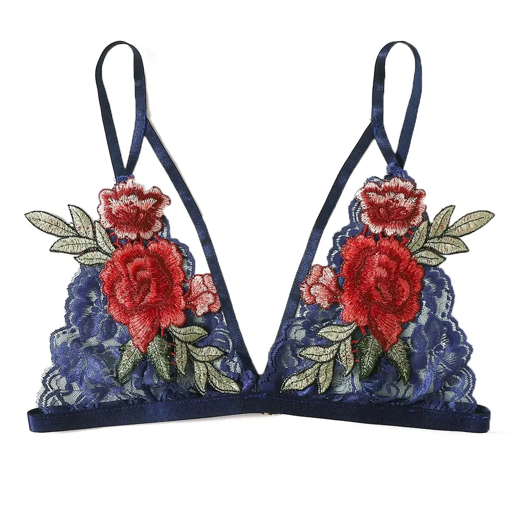 Женские бюстгальтеры с цветочной вышивкой и аппликацией сексуальное нижнее