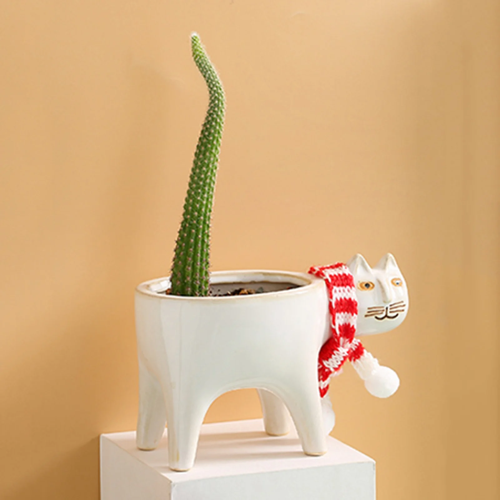 Мультфильмы кошка горшок для растений животных Керамика симпатичная ваза кактус