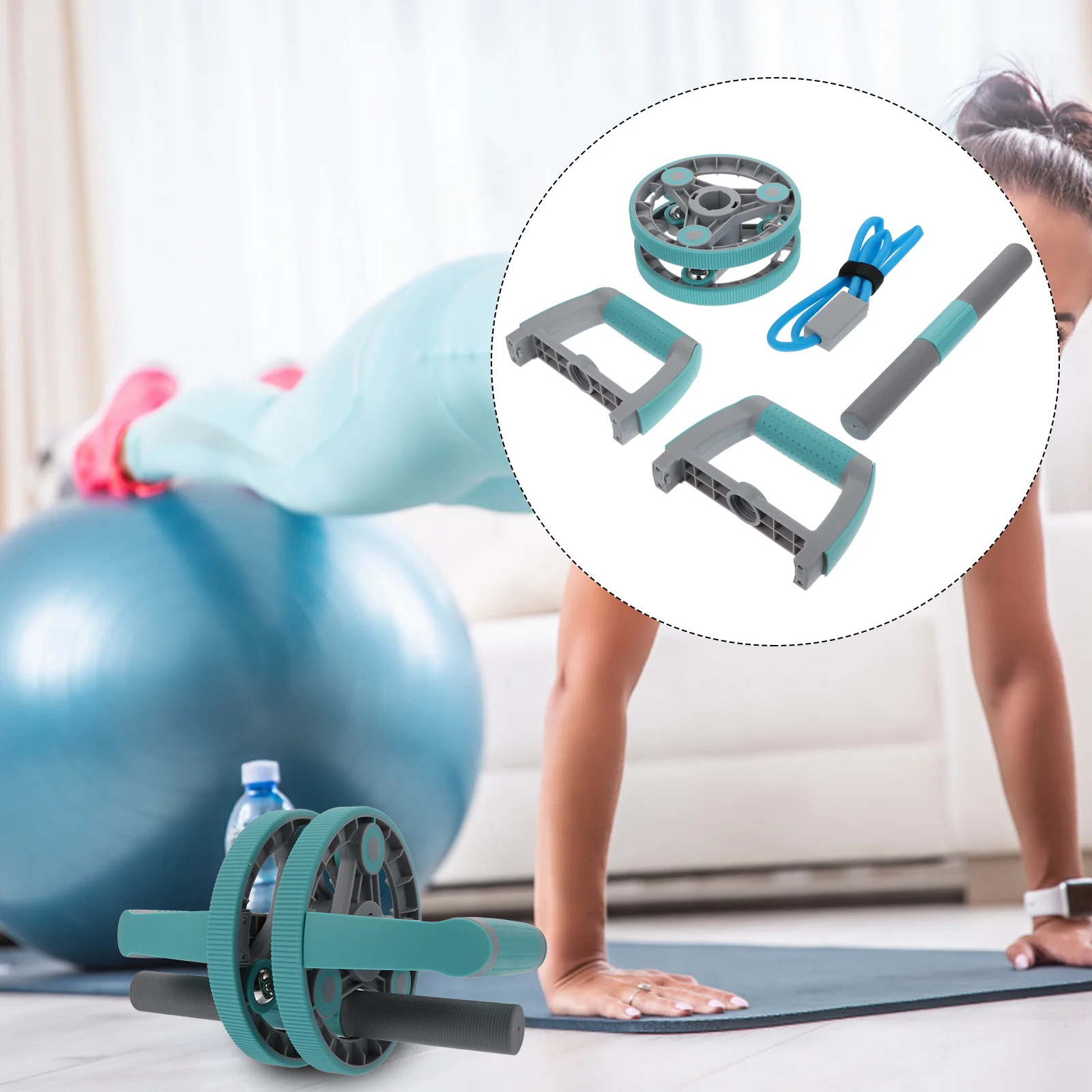 

1pc Two-wheeled AB Roller Abdominal Wheel Roller Muscle Trainer