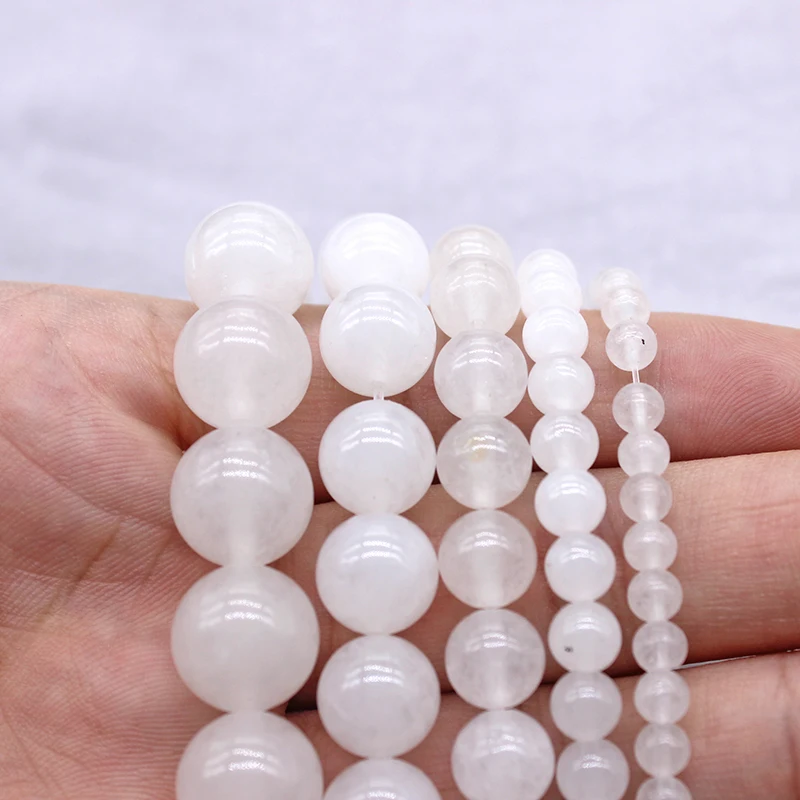 Natural Stone White Snow-white 4/6/8/10/12mm Round Beads DIY Accessorie Handmade Bracelet Bangle Necklace For Jewelry Making | Украшения и