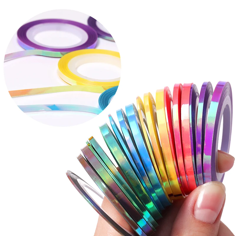 3 рулонные золотые серебряные цветные ленты для ногтей 1 мм 2 3D клейкая переводная