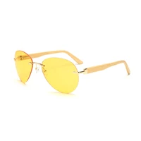 wood men women night vision bamboo sunglasses drive yellow lens vintage square male female sun glasses for men high quality