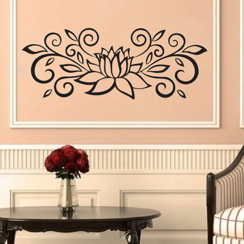 

Lotus Wall Decals Flowers With Leaves Wall Stickers Home Decor Removable Living Room Bedroom Wallpaper Murals