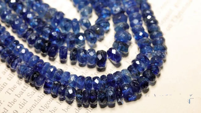 

blue kyanite ROUNDEL faceted 2-7mm for DIY jewelry 24CM making loose beads FPPJ wholesale nature gemstone